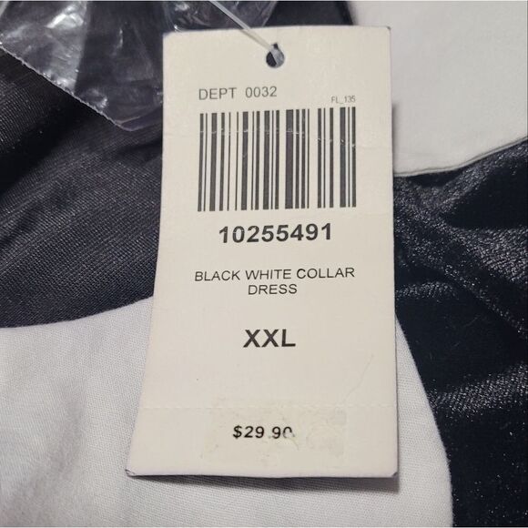 new HOT TOPIC Velvet Dress, Jr. XXL, Black, White collar, Short sleeves, Stretch - Picture 12 of 14
